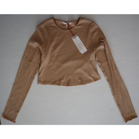 Skin x Andreea Ali PR18 Women Sz 3 (Large) Sand Long Sleeve Ribbed Crop Top - Picture 1 of 9